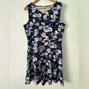 Talbots Blue and White Floral Dress